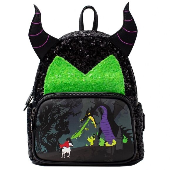 Maleficent Dragon Sequin Mini Backpack Sold Out NWT Disney Loungefly Exclusive - Picture 12 of 12